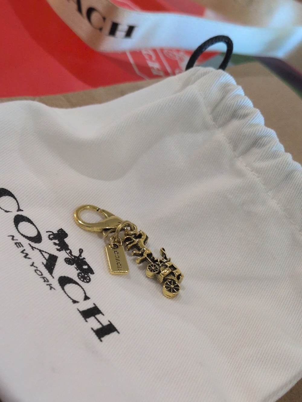 Coach Gold/ Silver Carriage Key Charm Keychain CHOOSE ONE